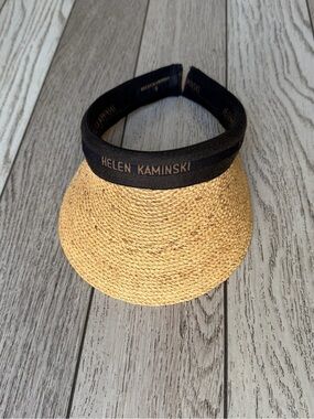 Helen Kaminski logo-embroidered raffia visor   O/S